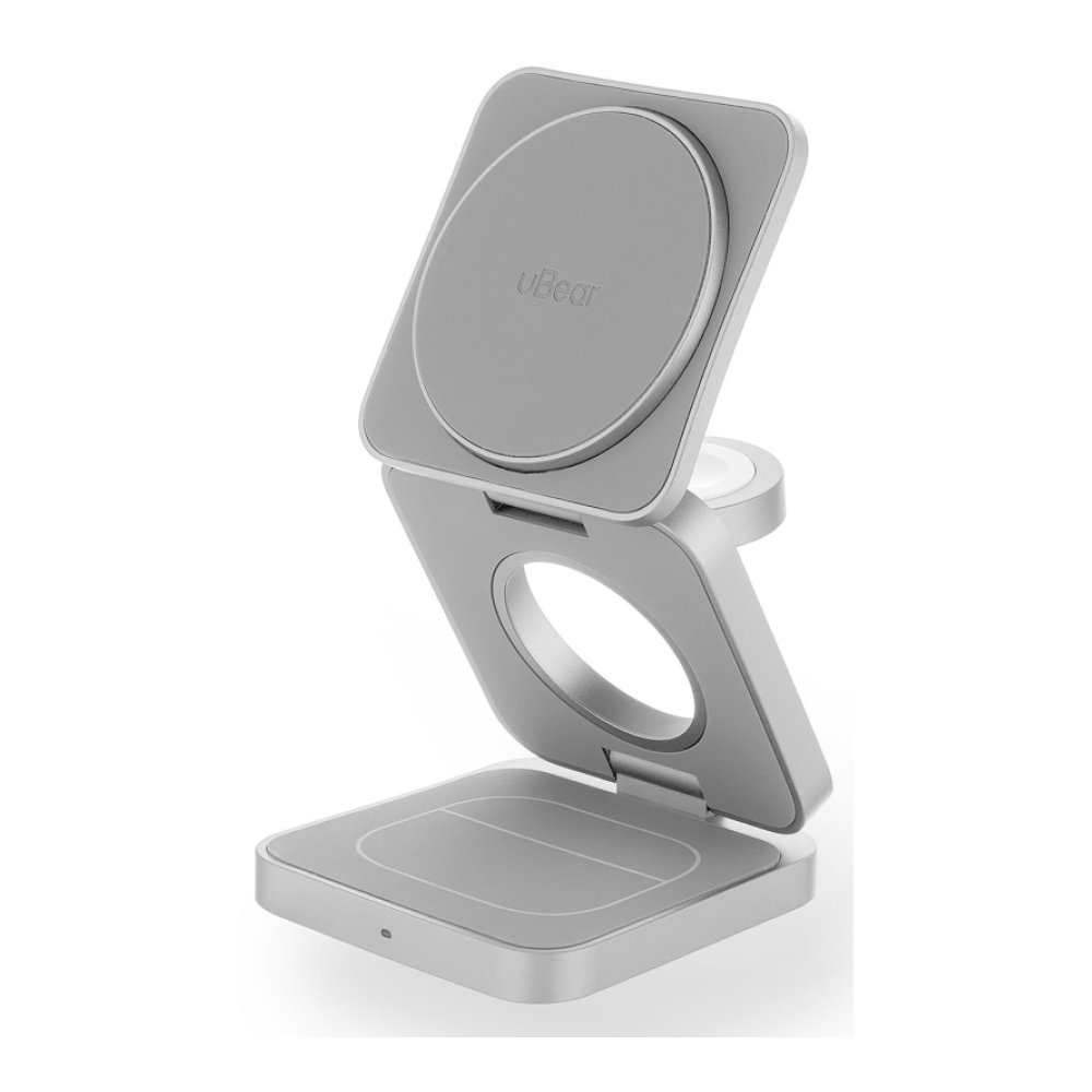 Беспроводное зарядное устройство uBear Balance 3 в 1, MagSafe, 15W. Цвет: серебро