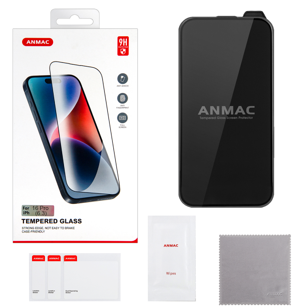 Защитное стекло ANMAC Full Cover для iPhone 16 Pro