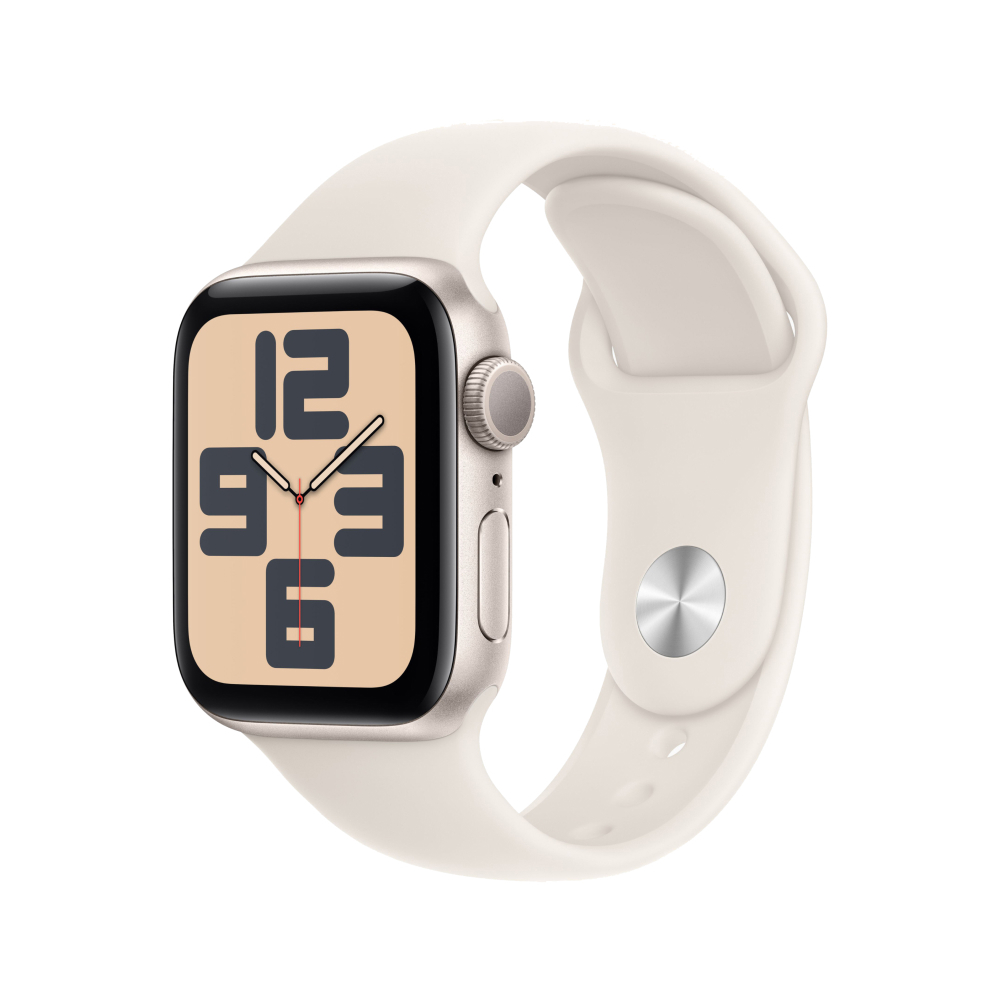 Apple Watch SE (2024), 40мм, корпус из алюминия цвета "Сияющая звезда", Спортивный ремешок (S/M)