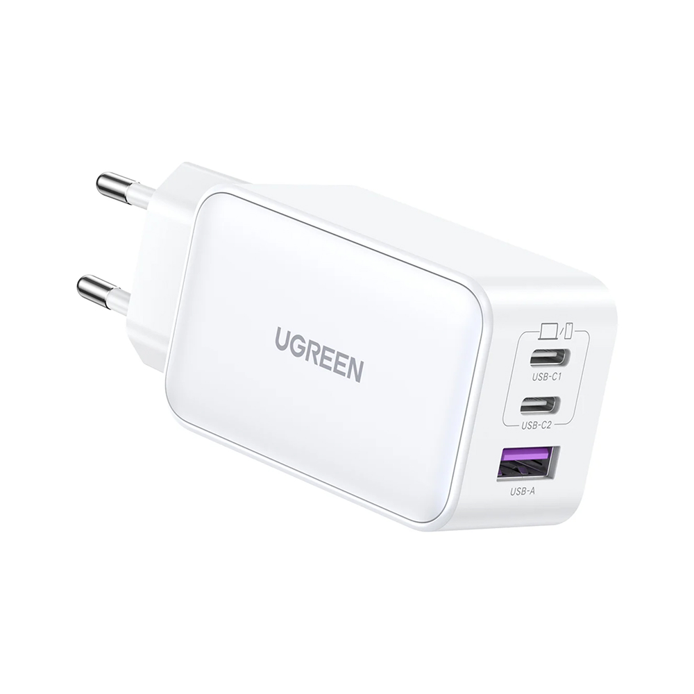 Сетевое зарядное устройство UGREEN CD244 Nexode 2xUSB-C+USB-A 65W PD GaN Fast Charger. Цвет: белый