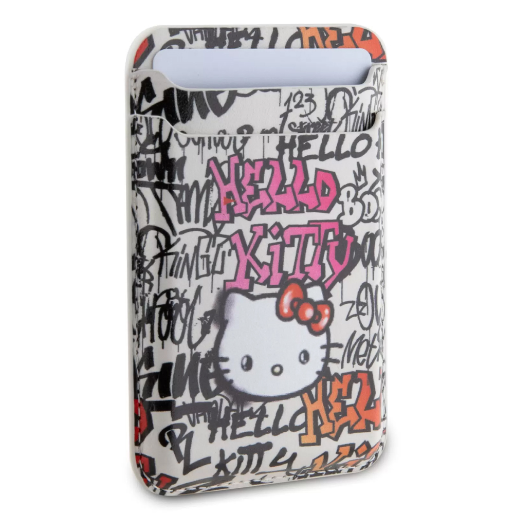 Магнитный бумажник Hello Kitty Cardslot MagSafe PU leather Graffiti Tags. Цвет: бежевый