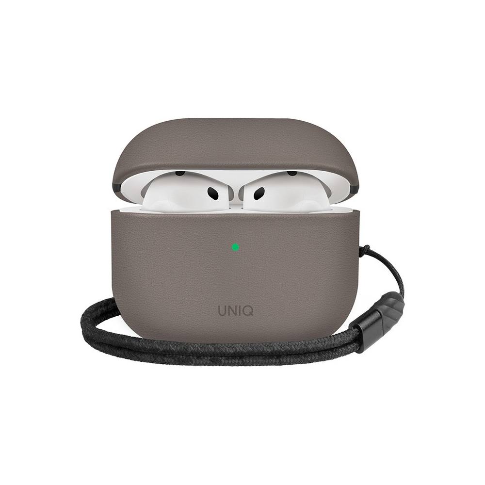 Чехол UNIQ Lyden Leatherette with handstrap для AirPods 4. Цвет: серый