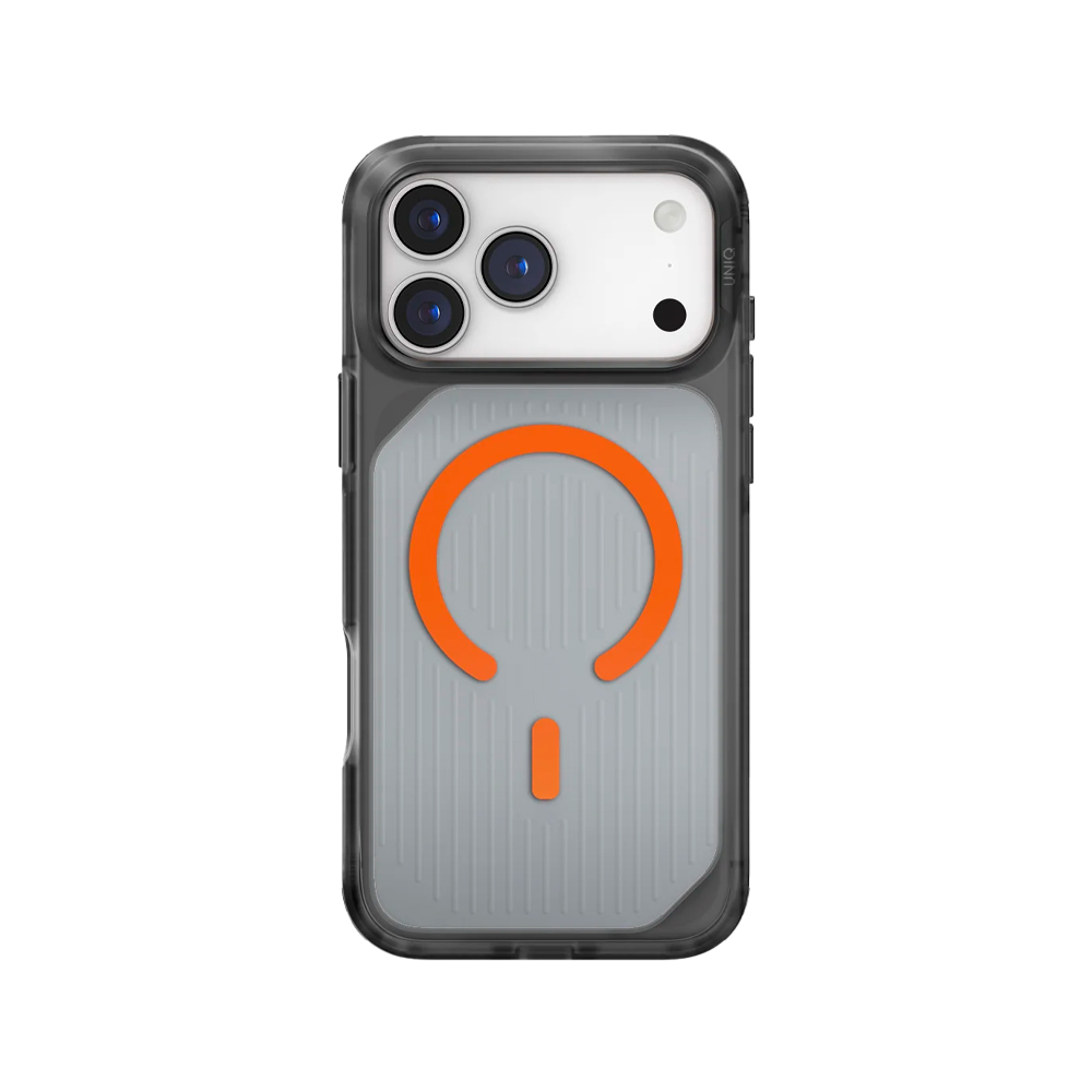 Чехол Uniq Combat Active с MagSafe для iPhone 17 Pro Max. Цвет: прозрачный/оранжевый