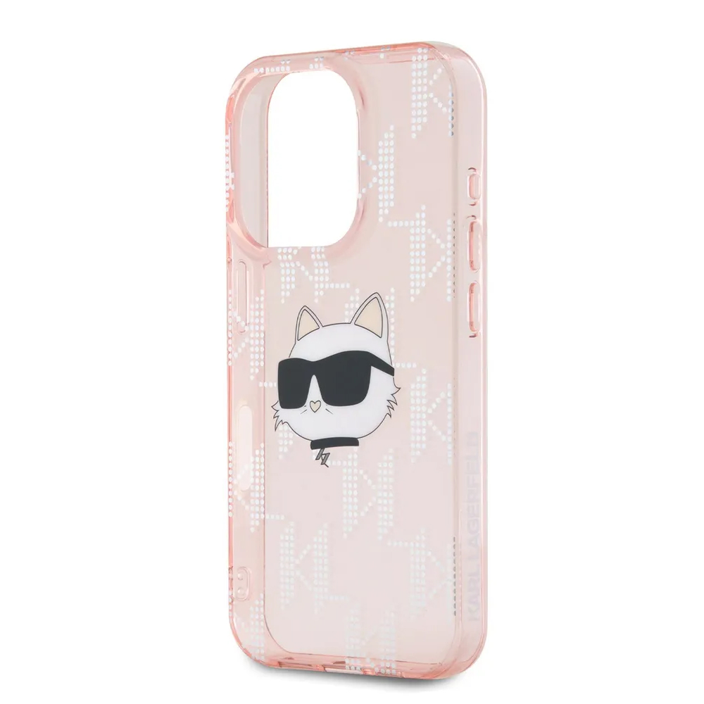 Чехол Lagerfeld PC/TPU Monogram NFT Choupette Head для iPhone 16 Pro. Цвет: розовый