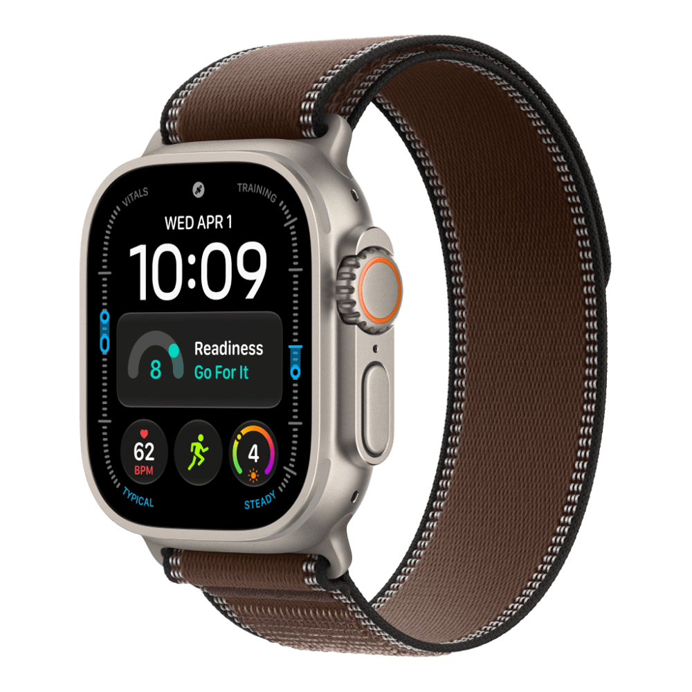 Apple Watch Ultra 4 (2026), 49 мм, природный титан, "походная петля" цвета "Темная умбра"