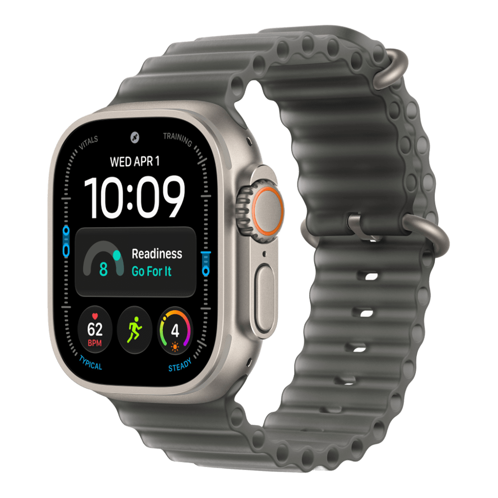 Apple Watch Ultra 4 (2026), 49 мм, природный титан, "океаническая петля" черного цвета