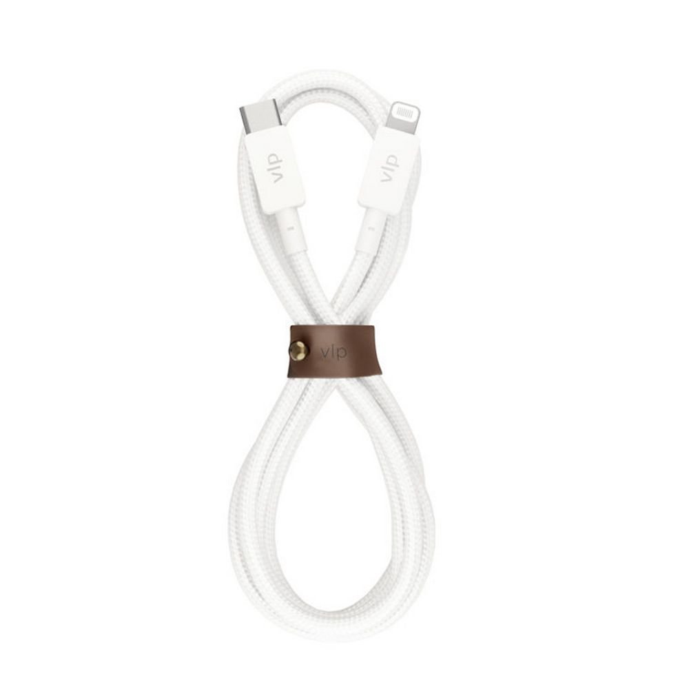 Кабель VLP Nylon Cable USB-C — Lightning, MFI, 1.2м. Цвет: белый