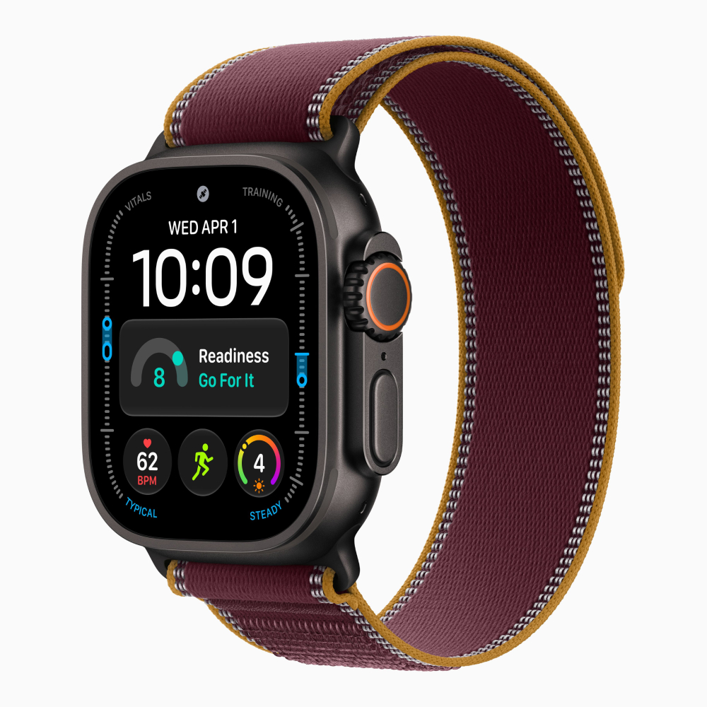 Apple Watch Ultra 4 (2026), 49 мм, черный титан, "походная петля" темно-бордового цвета