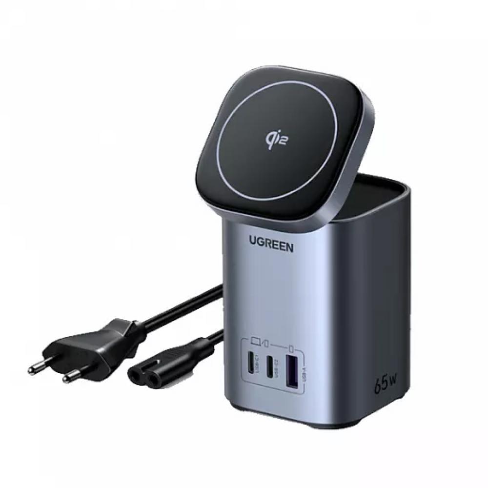 Беспроводное зарядное устройство UGREEN X555 2 в 1. Цвет: серый