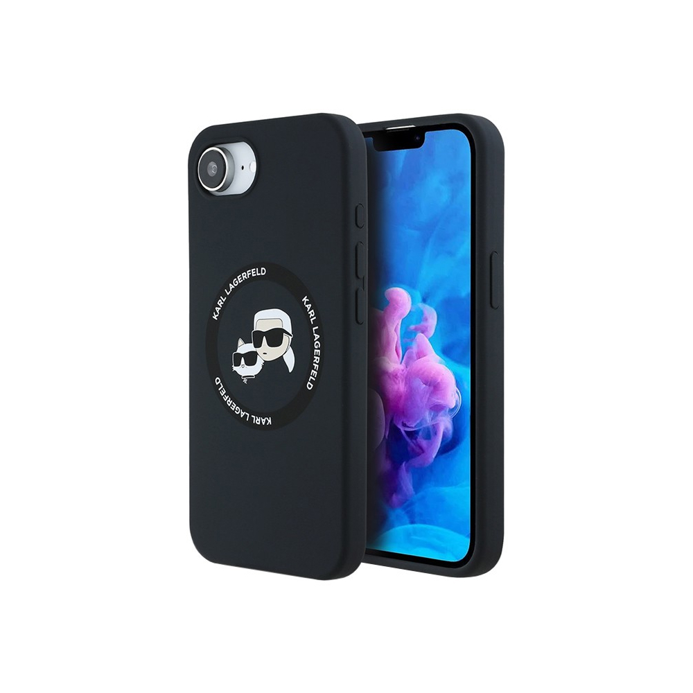 Чехол Lagerfeld Liquid Silicone NFT Karl & Choupette Heads для iPhone 16e/17e. Цвет: черный