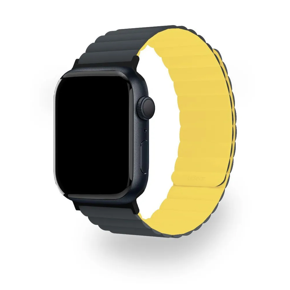 Ремешок силиконовый магнитный uBear Mode для Apple Watch 38/40/41мм. Цвет: чёрный/жёлтый