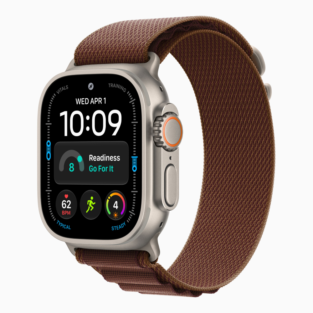 Apple Watch Ultra 4 (2026), 49 мм, природный титан, "альпийская петля" темно-бордового цвета