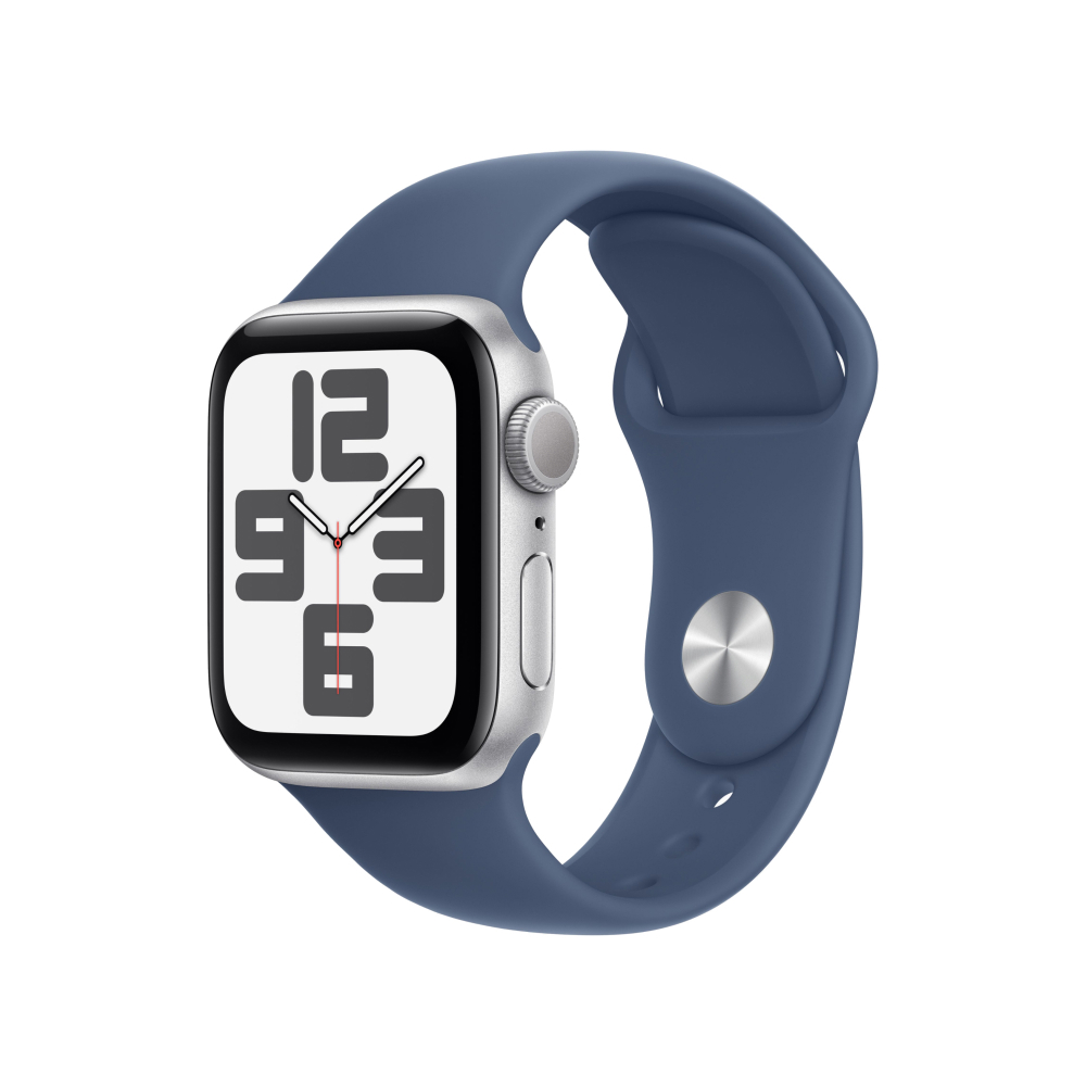 Apple Watch SE (2024), 40мм, корпус из алюминия серебристого цвета, Спортивный ремешок (M/L)