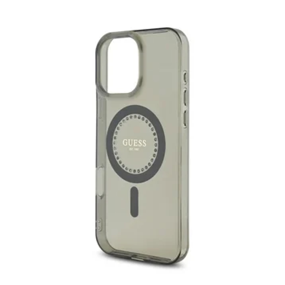 Чехол Guess PC/TPU Diamond Rhinestone Circle MagSafe для iPhone 16 Pro Max. Цвет: черный