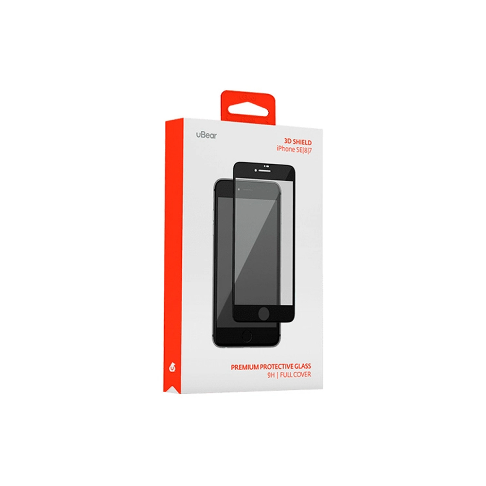 Защитное стекло Ubear 3D Full Cover для iPhone 7/8/SE с чёрной рамкой