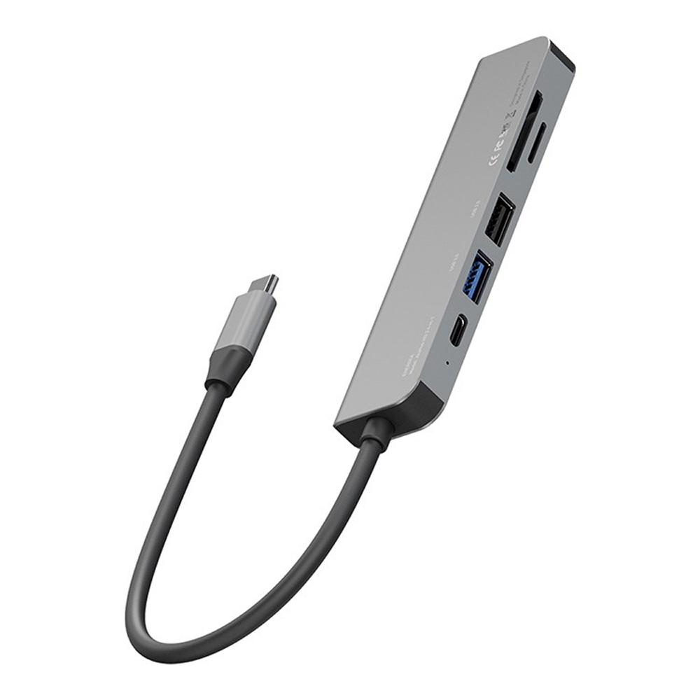 USB-хаб EnergEA AluHUB HD3 6-in-1 Superspeed Aluminium USB-C 60W. Цвет: серый