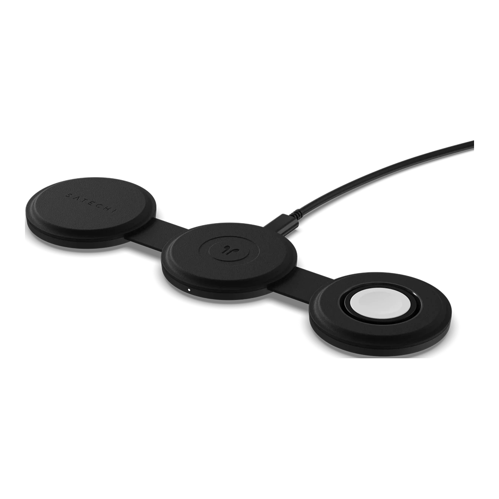 Беспроводное зарядное устройство Satechi Qi2 OntheGo 3-in-1 Wireless Charger. Цвет: чёрный