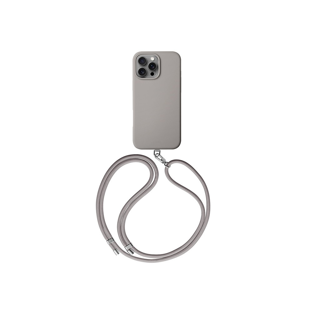 Чехол Uniq COEHL CREME Liquid silicone with Strap Magsafe для iPhone 16 Pro. Цвет: серый