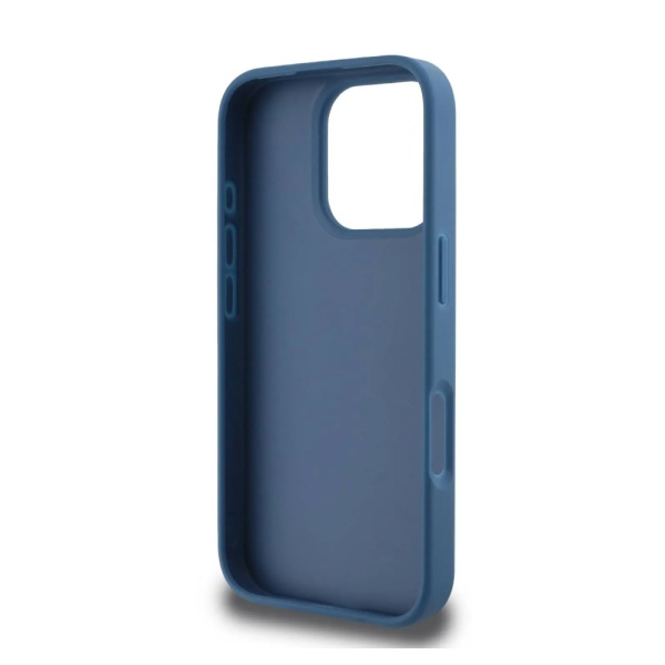 Чехол Guess PU 4G Bottom stripe Metal logo для iPhone 16 Pro Max. Цвет: синий