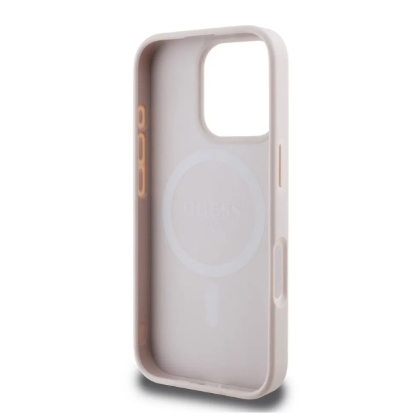 Чехол Guess PU 4G Stripes MagSafe для iPhone 16 Pro Max. Цвет: розовый