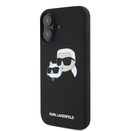 Чехол Lagerfeld Liquid Silicone NFT Karl & Choupette Heads MagSafe для iPhone 16. Цвет: черный
