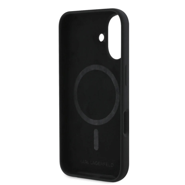 Чехол Lagerfeld Liquid Silicone NFT Karl & Choupette Heads MagSafe для iPhone 16. Цвет: черный