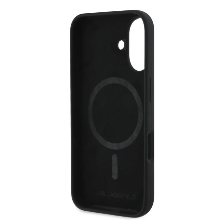Чехол Lagerfeld Liquid Silicone NFT Karl & Choupette Heads MagSafe для iPhone 16. Цвет: черный