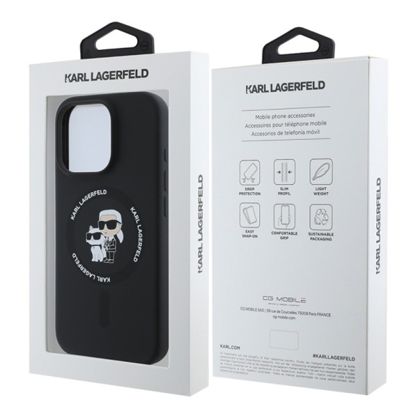 Чехол Lagerfeld Liquid Silicone NFT Karl & Choupette MagSafe для iPhone 16 Pro Max. Цвет: черный