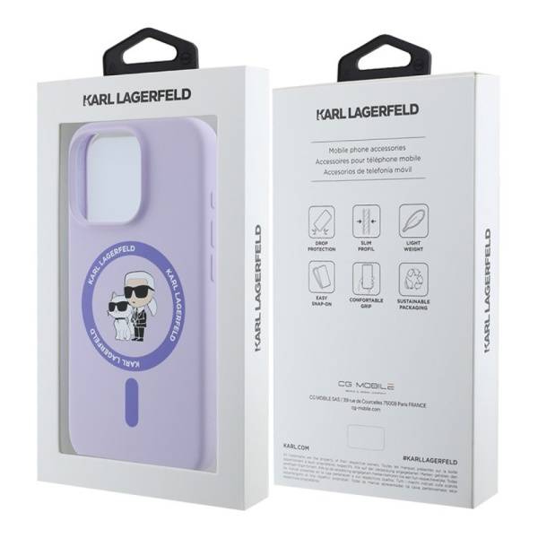 Чехол Lagerfeld Liquid Silicone NFT Karl & Choupette MagSafe для iPhone 16 Pro Max. Цвет: фиолетовый
