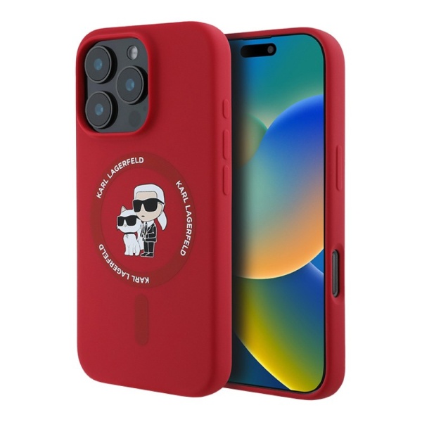 Чехол Lagerfeld Liquid Silicone NFT Karl & Choupette MagSafe для iPhone 16 Pro Max. Цвет: красный
