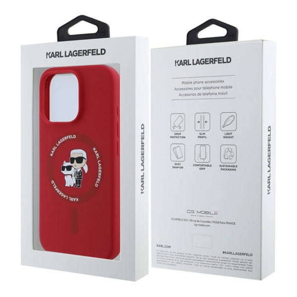 Чехол Lagerfeld Liquid Silicone NFT Karl & Choupette MagSafe для iPhone 16 Pro Max. Цвет: красный