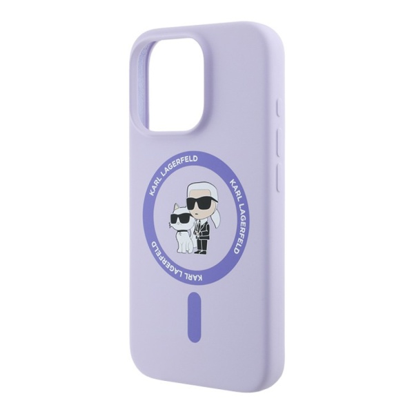 Чехол Lagerfeld Liquid Silicone NFT Karl & Choupette MagSafe для iPhone 16 Pro. Цвет: фиолетовый
