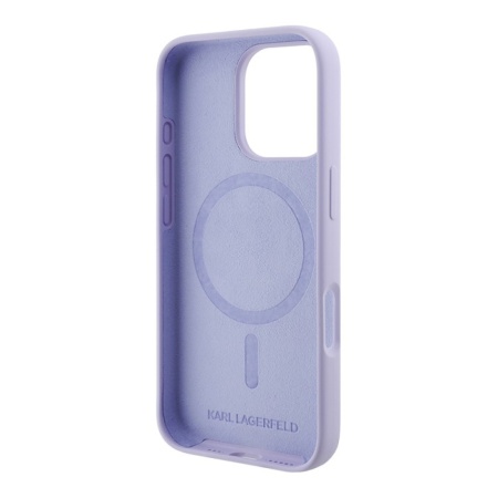 Чехол Lagerfeld Liquid Silicone NFT Karl & Choupette MagSafe для iPhone 16 Pro. Цвет: фиолетовый