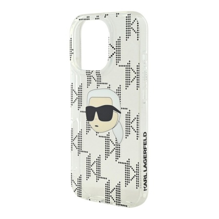 Чехол Lagerfeld PC/TPU Monogram NFT Karl Head для iPhone 16 Pro. Цвет: прозрачный