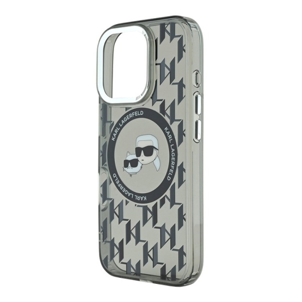 Чехол Lagerfeld PC/TPU Monogram NFT Karl & Choup Metal Cam MagSafe для iPhone 16 Pro. Цвет: черный