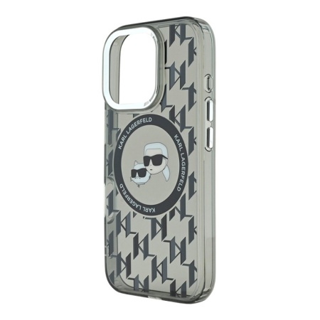 Чехол Lagerfeld PC/TPU Monogram NFT Karl & Choup Metal Cam MagSafe для iPhone 16 Pro. Цвет: черный