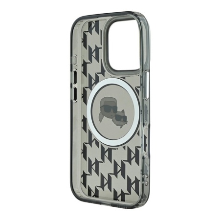 Чехол Lagerfeld PC/TPU Monogram NFT Karl & Choup Metal Cam MagSafe для iPhone 16 Pro. Цвет: черный
