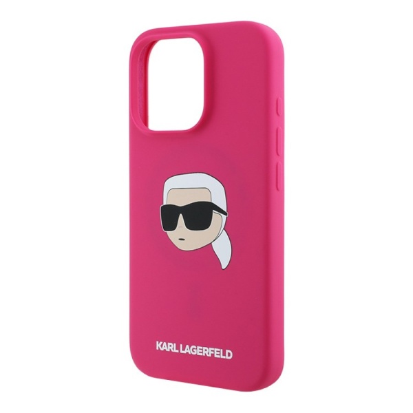 Чехол Lagerfeld Liquid Silicone NFT Karl Head MagSafe для iPhone 16 Pro Max. Цвет: фуксия