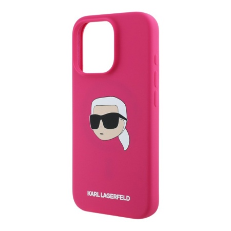 Чехол Lagerfeld Liquid Silicone NFT Karl Head MagSafe для iPhone 16 Pro Max. Цвет: фуксия