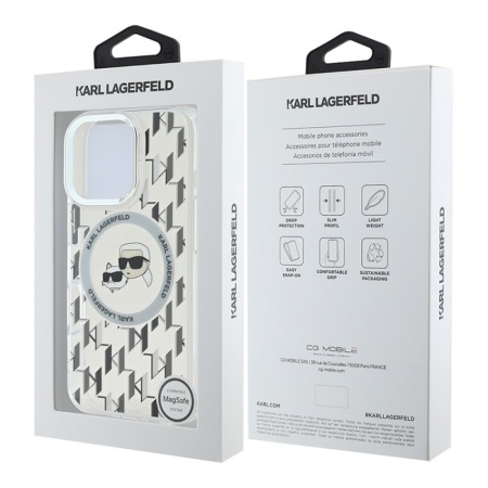 Чехол Lagerfeld PC/TPU Monogram NFT Karl & Choup Metal Cam для iPhone 16 Pro Max. Цвет: прозрачный