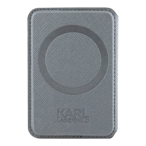 Магнитный бумажник Lagerfeld Wallet Cardslot MagSafe Stand Saffiano NFT Karl&Choupette Цвет: серый