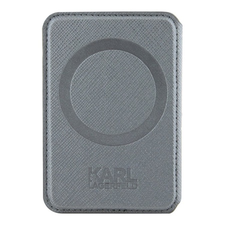 Магнитный бумажник Lagerfeld Wallet Cardslot MagSafe Stand Saffiano NFT Karl&Choupette Цвет: серый