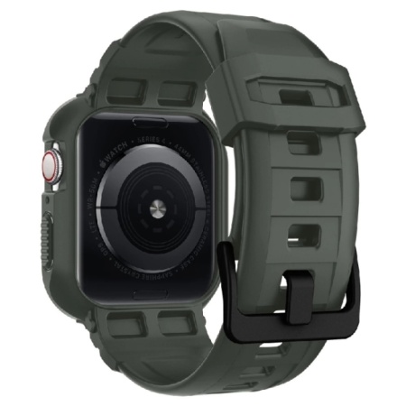 Ремешок и защитный чехол SPIGEN RUGGED ARMOR PRO для Apple Watch 44/45мм. Цвет: зеленый