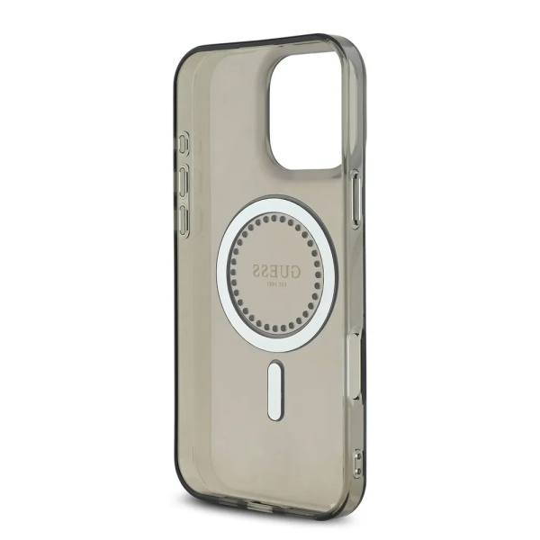 Чехол Guess PC/TPU Diamond Rhinestone Circle MagSafe для iPhone 16 Pro. Цвет: черный
