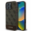 Чехол Guess PU 4G Bottom stripe Metal logo для iPhone 16 Pro. Цвет: коричневый