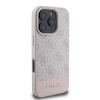 Чехол Guess PU 4G Bottom stripe Metal logo для iPhone 16 Pro. Цвет: розовый
