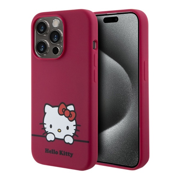 Чехол Hello Kitty Liquid Silicone Dreaming Kitty для iPhone 15 Pro Max. Цвет: красный