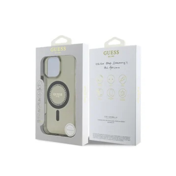 Чехол Guess PC/TPU Diamond Rhinestone Circle MagSafe для iPhone 16 Pro Max. Цвет: черный
