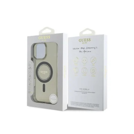 Чехол Guess PC/TPU Diamond Rhinestone Circle MagSafe для iPhone 16 Pro Max. Цвет: черный