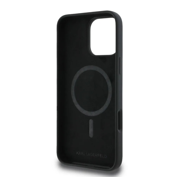 Чехол Lagerfeld Liquid Silicone NFT Choupette Head MagSafe для iPhone 16 Pro Max. Цвет: черный